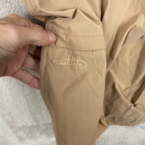 Reel Life Men's Shorts XXL Tan Lightweight Nylon/Spandex with Pocket Details - Picture 9 of 12